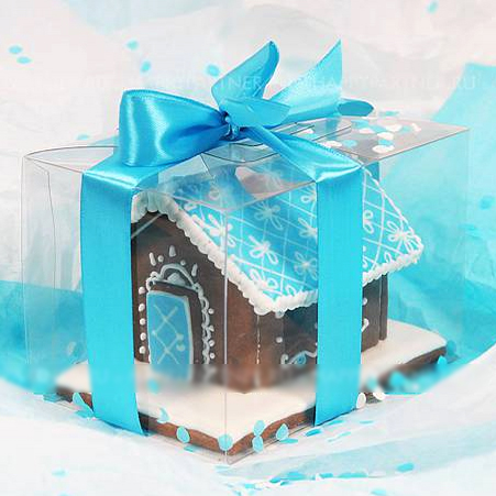 Объемное имбирное печенье "Голубой домик"