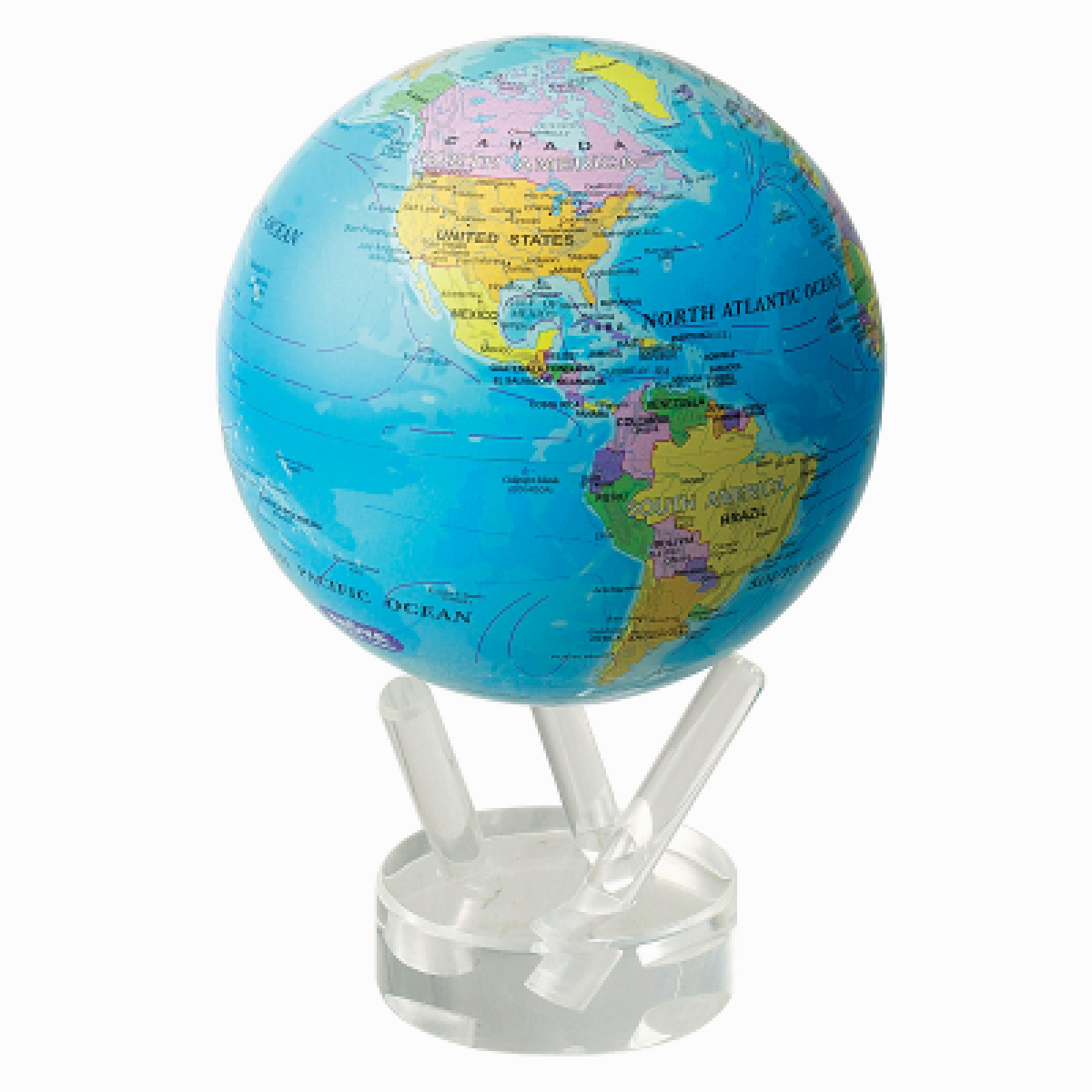 Самовращающийся глобус, с политической картой мира